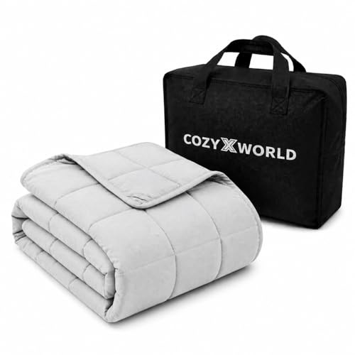 COZYXWORLD Gewichtsdecke Erwachsene 135x200 cm 9kg, Baumwolle Therapiedecke | Weighted Blanket Schwere Decke mit Glasperlen 7-Schichten-Aufbau und atmungsaktivem Baumwollbezug Oeko-Tex Hellgrau