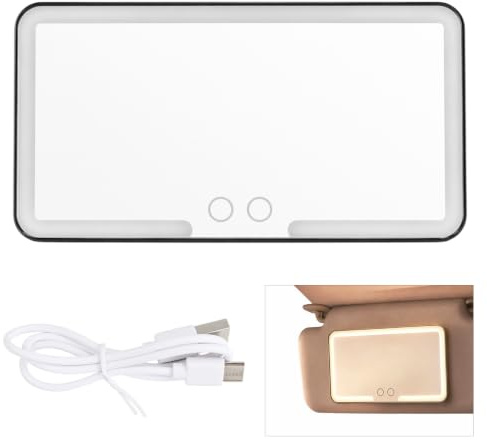 LED Car Vanity Mirror with 3 Light Modes, Rechargeable Touch Control Sun Visor Makeup Mirror, Portable Interior Accessories for Women Car Mirror