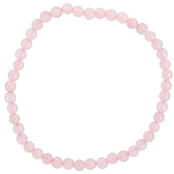 Budawi® Rosenquarz Edelstein Perlen 8 mm Kugel Armband auf Elastikfaden Armschmuck