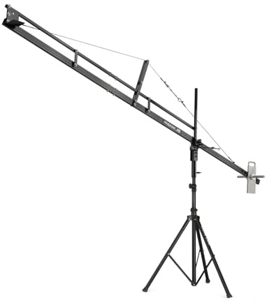 PROAIM 12-Fuß-Kamerakran mit Stativ für Pan-Tilt- & Fluidköpfe | 12-Fuß-Kamerakran bis 8kg mit Stativ, Auto-/Manuell-Neigung, Monitorhalterung und 3-teiligem Arm
