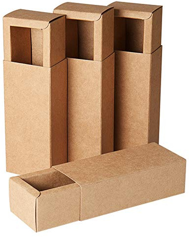 BENECREAT 20 Pack Kraftpapier Schubladenbox, Festival Geschenkverpackung | 12.3x5.4x3.5cm Braun Geschenkbox für Weihnachten Halloween Geburtstage Hochzeiten Partys Schmuck Gastgeschenke