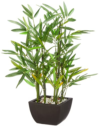 khevga Kunstpflanzen wie echt, künstliche Bambuspflanze im Topf - 45 cm, dekorative Badezimmer-Deko für Zuhause, Büro und Wohnzimmer, langlebig und pflegeleicht