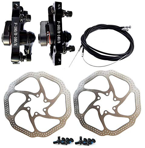 BlueSunshine HS1 Bike Disc Brake Kit - Mountain Bicycle Bike Mechanical Front and Rear 160mm Caliper Rotor BB5 BB7 Whit Bolts and Cable (BB8)