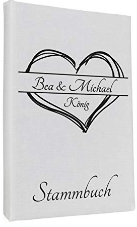 Hochzeitideal – Personalisiertes Stammbuch der Familie Nr. 161 weiß 21,0 cm x 15,0 cm Buchbinderleinen Hochzeit - Familienbuch Standesamt mit 6-Fach Ringmechanik für Urkunden mit Behördenlochung