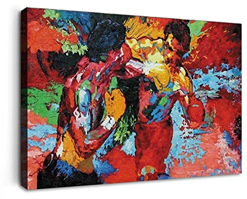 Fchen art Modernes Filmposter, Motiv: Boxen, Sport, bunt, HD-Druck, Wandkunst für Esszimmer, Rocky vs Apollo Bild, Zeichnungszimmer, Dekoration, Kunstwerk, gerahmt und gespannt 24x36inch(60x90cm)