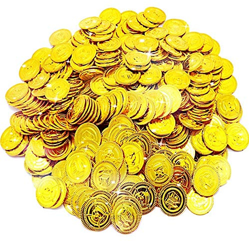 JOYUE 150 Stücke Goldmünzen Kinderspielzeug Piratenparty Dekoration Goldmünzen Piratenschatz für Schatzsuche