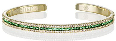 namana Armreif in Blau, Grün oder Bunt für Damen, Manschettenarmband in Silber oder Gold für Frauen mit blauen, grünen oder mehrfarbigen Steinen, Offener Armreif mit Geschenkbox