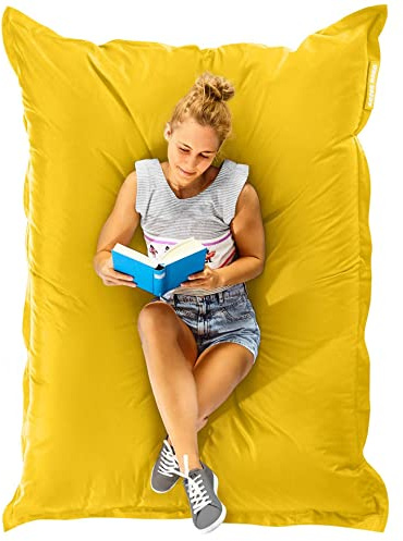 Green Bean© Poltrona a Sacco XXL 140x180cm 380 Litri Bambini & Adulti Imbottitura Perle EPS Gigante Grande Esterno Lavabile Impermeabile Cuscino per sdraiarsi per Pavimento Sedia Giallo