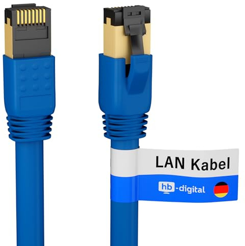 HB-DIGITAL 2m Câble RJ45 CAT 8 Cordon de brassage - Certifié GHMT - Cable Réseau Blindé AWG 24 S/FTP LSZH 40Gbps 2000MHz cuivre pur avec connecteurs dorés pour Switch PC TV Console de Jeux - Bleu