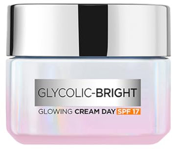 L'Oreal Paris Glycolic Bright Glowing Day Cream, Overnight Brightening Cream, Glykolsäure in gelähnlicher Creme-Textur, die sichtbar Flecken minimiert und strahlende Haut enthüllt, 50 ml