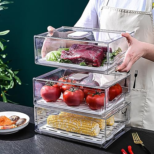 Natudeco Contenitori Frigo Dispensa Estraibile Cassetto Frigorifero Frutta Formaggio Organizzazione Degli Alimenti Contenitore Armadio per Dispensa Cucina Congelatore
