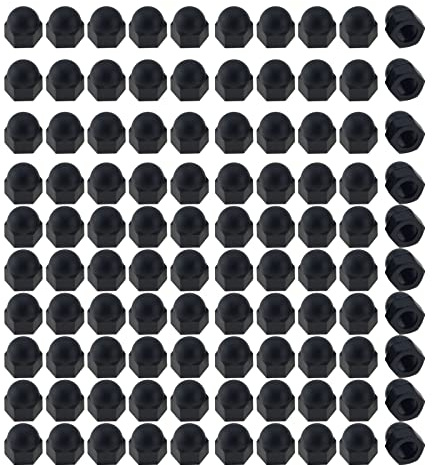 M8 Hutmuttern, 100 Stück schwarze Nylon-Eichelkopf-Sechskantmuttern, Gewindebolzenkappen, Muttern, Schutzabdeckungen für Schrauben, Hülsenmuttern, Schrauben