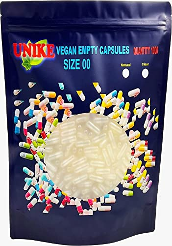 Unike Vegan Empty Capsules Size 00 1000 Quantity Empty Vegan Capsules Vegetarian Empty Pill Capsules Organic for Capsule Filling Machine Vegan Organic Vegetarian