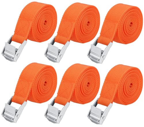 6 Cinghie di Tensione Regolabili da 1 m Con Serratura, Antiruggine per Fissaggio Portabiciclette e Ancoraggio Trasporto