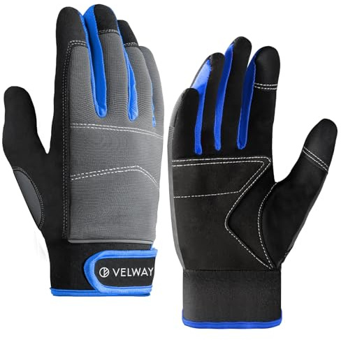 Velway Arbeitshandschuhe Gartenhandschuhe für Damen - Touchscreen Schutzhandschuhe für Damen/Herren mit Klettverschluss Atmungsaktiv - Leicht Flexibel Strapazierfähig Verdickte Handflächen