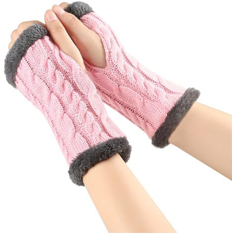 Fulidngzg Thermo Handschuhe Damen Y2K Schwarz Fingerlose Pulswärmer Teenager Mädchen Winter Fäustlinge Winterhandschuhe Touchscreen Wolle Handstulpen Armstulpen