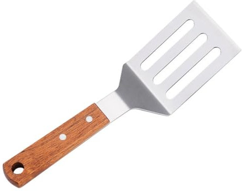 HOLIDYOYO Espátula De Acero Inoxidable Para Cocinar Mango De Madera Espátula Para Hamburguesas y Filetes Herramienta De Cocina Profesional Para Barbacoa y Sartenes