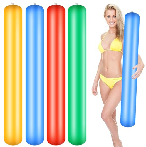 4 Stück Schwimmnudel Poolnudel, 105cm Aufblasbarer Schwimmbad Nudelschwimmer, Schwimmnudel Float Spielzeug, langlebige hohl poolnudel für Kinder Und Erwachsene zum Baden, Schwimmtraining, Aquasport