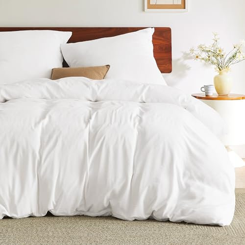 BEDSURE Bettwäsche 155x220 3teilig Weiß - Weiche Vorgewaschene Polyester Mikrofaser Bettwäsche-Set, 1 Bettbezug 155x220 cm mit Reißverschluss und 2 Kissenbezüge 80x80 cm