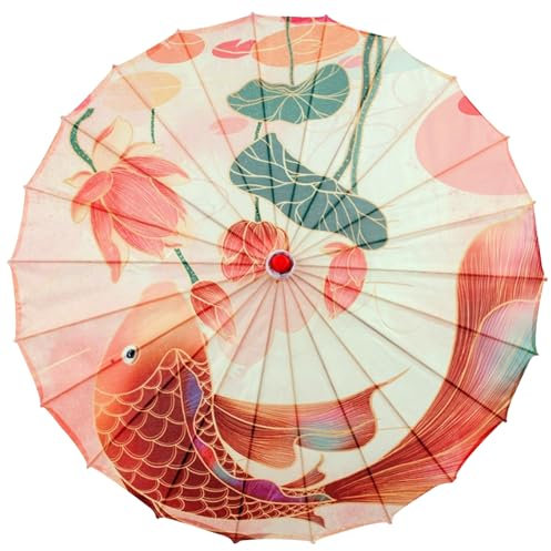Japanese Parasol 32 Inch Oiled Paper Umbrella with Bamboo Bone - Classical Art Chinese Design for Women Dance, Costumes and Photo Taking