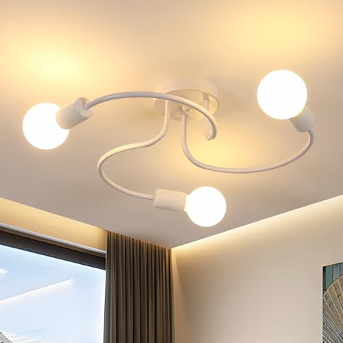 Pheashine Moderna Plafoniera in Metallo, Plafoniera con 3 Luci E27, Lampada da Soffitto per Cucina, Soggiorno, Sala da Pranzo, Corridoio, Senza Lampadine, Senza Lampadine