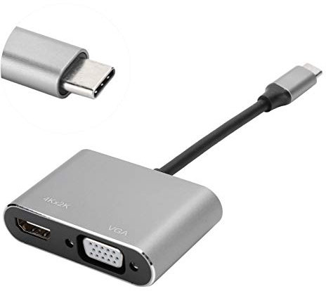 Beufee Adaptateur USB C vers VGA, Adaptateur HDMI DVI Adaptateur USB C vers HDMI DVI VGA Adaptateur DVI Adaptateur Vidéo USB C 3.1 Station De Conversion Ethernet Résolution 4K(Gris)