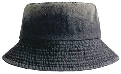 CMZYBBD Fischerhut Fischerhut Aus Gewaschenem Denim Im Vintage-Stil Für Herren Und Damen Unisex, Kurze Krempe, Ideal Für Outdoor, Strand, Reisen-schwarz-56-58 cm