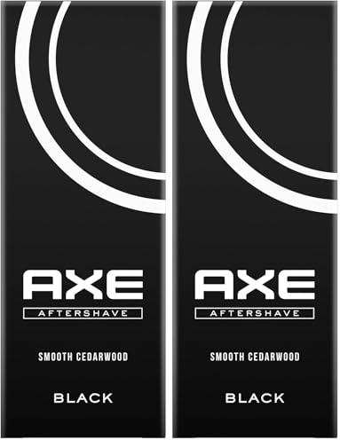 Axe Aftershave Black für gepflegte Haut mit würzig-maskulinem Duft nach Zedernholz und gefrorener Birne 100 ml 1 Stück (Packung mit 2)