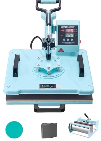 VEVOR Macchina per Trasferimento Termico 300 x 380 mm Macchina per Pressatura a Caldo con Pressa a Tamburo 0,85 kg Pressatura per Magliette Oscillante a 360° per Magliette/Tazze/Piatti, Verde