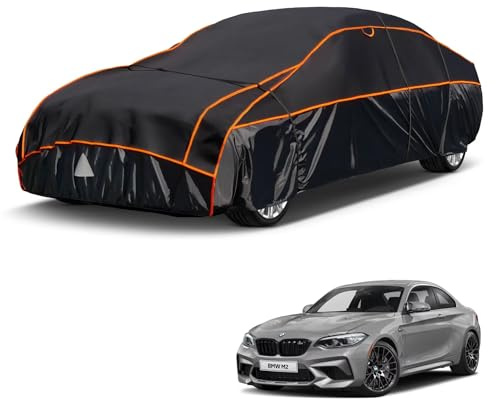 kayme Hagelschutzplane Auto Autoabdeckung Wasserdicht Atmungsaktiv，Hagelschutz Vollgarage Passend für BMW M2（2014-2024, Hagelschutzgarage Abdeckplane für Hagel Sonne Regen Schutz, Schwarz