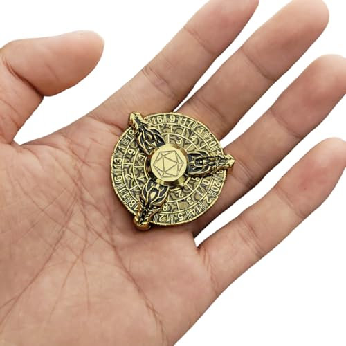 7 in 1 Fidget Spinner Würfel Set für DND, Neuheit Drachenkopf Metall Roulette D&D Würfel mit Geschenkbox, Dungeons und Drachen RPG Rollenspiel Würfel Golden