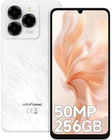 Ulefone Note 20 Pro Handy Android 14 256GB+8GB/1TB SD 50MP+8MP Kamera Octa Core 6000mAh 18W 6,75 HD+ 90Hz 4G Dual SIM Smartphone Ohne Vertrag Fingerabdruck Face ID GPS OTG 2 Jahre Garantie -Schwarz