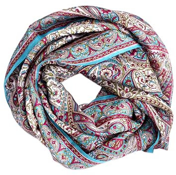 Petite Folie Luxuriöser 100% Seidenschal Damen – Orient Flower Blue | Elegantes leichtes Seidentuch | Premium Modeaccessoire & Geschenk zum Geburtstag, Hochzeit, Jubiläum