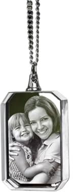 Collier personnalisé avec photo en cristal, image gravée au laser, colliers personnalisés avec images, collier commémoratif personnalisé (rectangulaire, 3D, M)