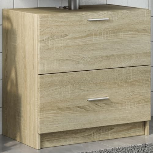 Gecheer Mobile Sottolavabo, Mobile da Bagno con 2 Ante per Ampio Stoccaggio, 59 x 37 x 59 cm, in Legno Multistrato, Rovere Sonoma, per Bagno