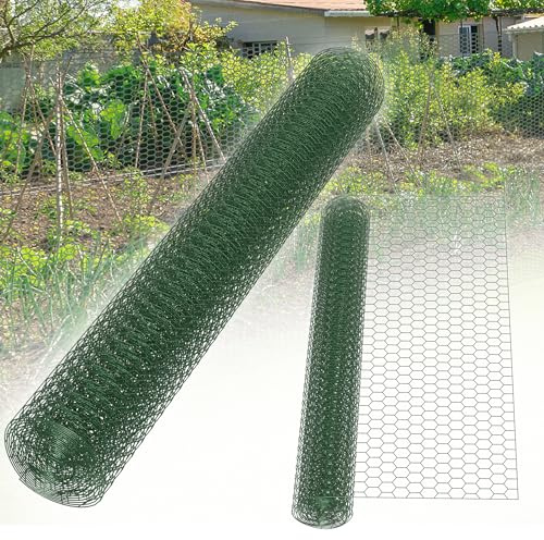 XMTECH 35m Geflügelnetz Hundezaun Katzenzaun Hühnerzaun, PVC Geflügelzaun Grün für Geflügelgehege