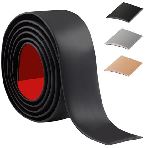 200cm Barre De Seuil Adhesive，Flexible Seuil De Porte Adhesif PVC,Barres De Transition De Seuil Pour La Cuisine/Salon,Profil De Transition Pour Joindre Les Joints De Sol/Carrelage/Laminé（5cm，Noir）