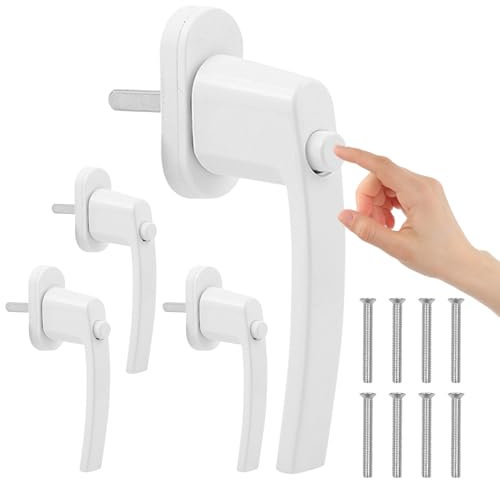 4 maniglie per finestra con serratura, chiusura per finestra con bottone, in alluminio, per finestre di sicurezza per bambini, serratura per finestra, maniglia per porta della terrazza, maniglia di