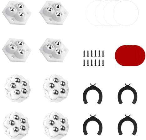 MYLERCT 8 Piezas Ruedas para Electrodomesticos Pequeños, Rotación de 360° Ruedas para Muebles Pequeñas, 3 y 5 Cuentas Ruedas Giratorias Pequeñas, para Aparatos de Cocina, Armarios, Papeleras