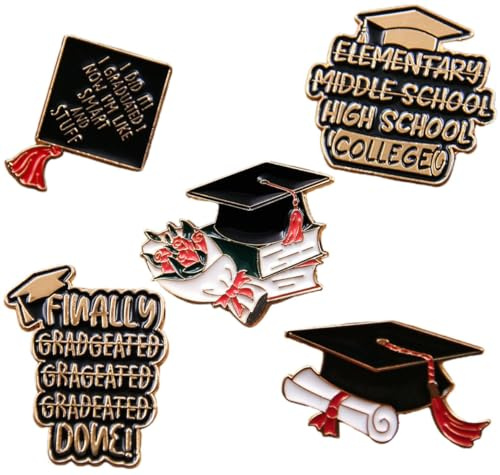 Hrippy 5 Stücke Bachelor Kappe Hut Emaille Pins Abschluss Saison Broschen Hemd Revers Abzeichen College Für Hohe Schmuck Schule Stud Geschenk