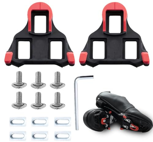 Glamifyr SPD sl Cleats für Fahrradschuhe, SPD Cleats Shimano SPD Cleat Fahrrad Schuhplatten Kompatibel mit Shimano SPD SL Cleats, Langlebig, rutschfest, Schuhcleats und Rennrad-Clips (Rot)