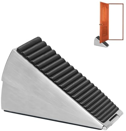 Schwerer Türstopper - Edelstahl Verstellbarer Türstopper für schwere uPVC-Türen, hohes Design (bis zu 7,6 cm), Federtürkeil innen, rutschfest mit starkem Griff für Badezimmer, Flur & Schlafzimmer