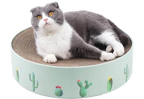 BUGUUYO Rascador Redondo Ecológico De Papel Corrugado Cactus y Hierba Gatera Cama para Gatos