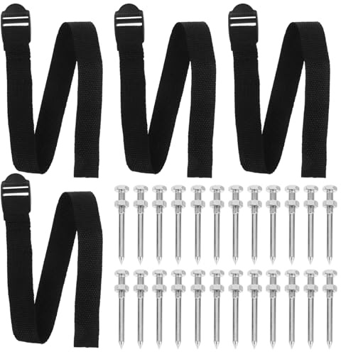 MAGICLULU Correas para Zapatos Clavos para Césped Manual, Aireador de Jardín Ajustable, Púas de 58 Mm, Kit 4 Correas y 30 Clavos, Accesorio para Cuidado de Césped y Jardín