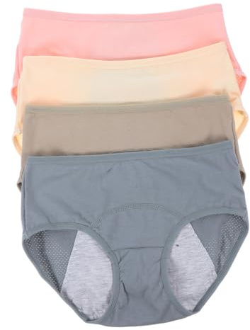 AKOOSY 4piezas Ropa Interior Menstrual Femenina Bragas De Cintura Alta Antifugas Período Protección para Flujo Abundante