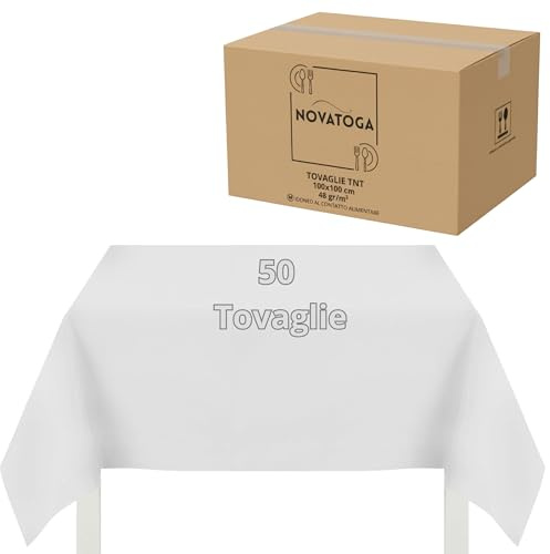 Manteles cubremanchas desechables blanco TNT 100 x 100 cm resistentes tipo tela alta gramaje 48 g manteles manteles fiesta restaurante pizzería agroturismo trattoria cubremesa desechables impermeables