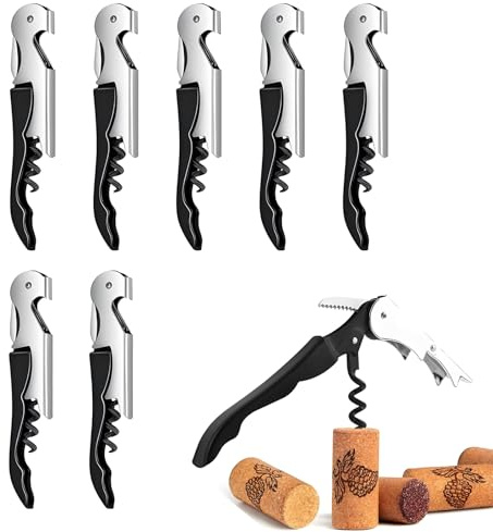 XUTONG 8 Stück Korkenzieher Wein Flaschenöffner,5-in-1 Bottle Opener, Korkenzieher Edelstahl, Folienschneider und Komfortgriff, Kellner und Barkeeper