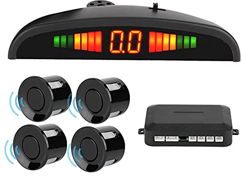 ZJchao 4 Parking Sensors Car Reverse Backup Buzzer Alarm System with Three-Color Display Buzzer Prompt for Easy Installation Universal Vehicles