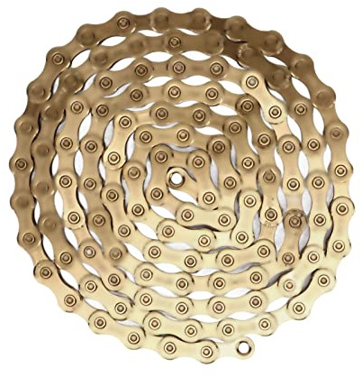 ANKROYU Fahrradkette, 10-fach, Kohlenstoffstahl, hohl, leicht, langlebig, goldfarben, für Mountainbike, Rennrad, Radfahren, Zubehör, 316 g