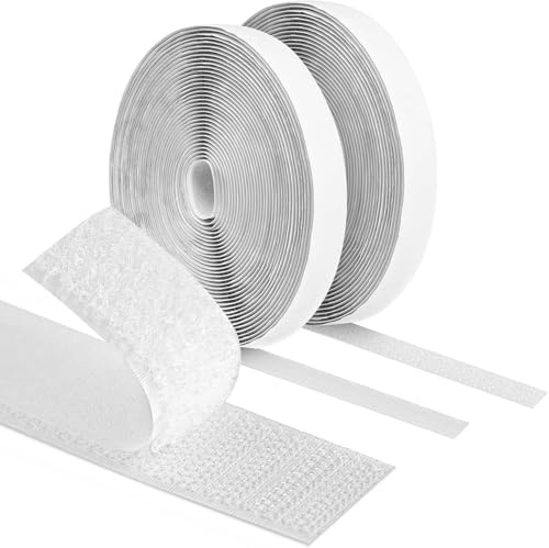 Cozy Inviting Klettband Selbstklebend Extra Stark(10 M X 2 Cm), Haken Und Loop Band Klebepad, Für Fliegengitter, Couch Moskitonetze, Wände, Boden, Tür, Gläser Weiß Doppelseitiges Klettband